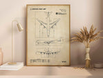 Boeing B747-8F Portrait Blueprint Poster by FlyKit showing detailed aircraft technical drawing in vintage style