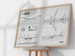 Boeing B777-8 Landscape Blueprint Poster by FlyKit showing detailed aircraft design print