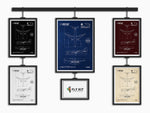Boeing B777-8 Portrait Blueprint Poster set by FlyKit showing aircraft technical drawings in multiple colors