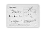 Boeing B747-400 Landscape Blueprint Poster by FlyKit showing detailed aircraft design in black and white