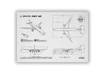 Boeing B787-10 Landscape Blueprint Poster showing detailed technical drawings of airplane views