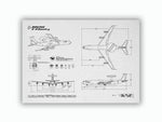 FlyKit Boeing E-3 Sentry Landscape Blueprint Poster showing detailed aircraft design and dimensions