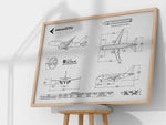Embraer E170 Landscape Blueprint Poster by FlyKit showing detailed aircraft technical drawings