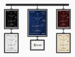 FlyKit Airbus A321 Portrait Blueprint Poster in various colors showing detailed aircraft design