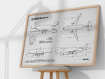 Airbus A330-700XL Beluga Landscape Blueprint Poster by FlyKit showing detailed aircraft technical drawings