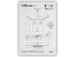 FlyKit Airbus A350-1000F Portrait Blueprint Poster showing detailed technical aircraft design