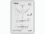 FlyKit Boeing B707-320 Portrait Blueprint Poster showing top side front and side aircraft views