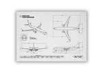 Boeing B737 MAX 8 Landscape Blueprint Poster showing detailed aircraft design and dimensions by FlyKit