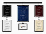 Boeing B747-8 Portrait Blueprint Poster collection by FlyKit in black blue maroon white and beige colors