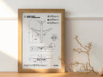 Boeing B777-200ER Portrait Blueprint Poster by FlyKit showcasing technical aircraft design in a wooden frame