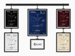Boeing B777-200LR Portrait Blueprint Poster collection by FlyKit featuring five detailed blueprint designs in various colors
