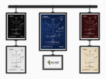 FlyKit Boeing E-3 Sentry Portrait Blueprint Poster collection in black, blue, red, white, and beige print materials