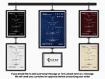 Boeing P-8 Poseidon Portrait Blueprint poster by FlyKit in multiple color options displayed on a hanging display