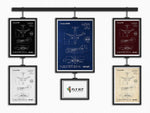 Airbus A319 Portrait Blueprint Poster by FlyKit showing technical aircraft drawings in multiple color options