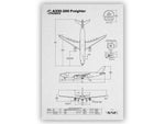 Airbus A330-200F Portrait Blueprint Poster showing detailed technical aircraft diagrams by FlyKit