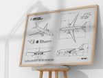 Boeing B777-200F Landscape Blueprint Poster print material by FlyKit with aircraft technical drawings