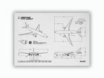 Boeing B777-200F Landscape Blueprint Poster showing detailed aircraft design and measurements